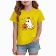 thumbnail image 1 of KPOPLK 1-14T Girls Halloween Shirts Pumpkin Ghost T-Shirts Kid Spooky Season Outfits Tees Tops,Size 9-10 Years, 1 of 7