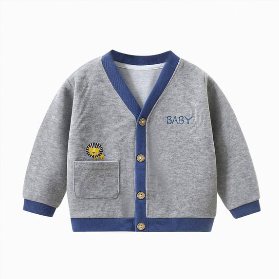 KPOPLK 1-8 T Girls Cardigan Lightweight Button Down Open Front Sweater Ribbed Long Sleeve Cardigan Summer Beach Cover up Grey Size 3-4 Years