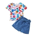 thumbnail image 1 of KPOPLK 1T 2T 3T 4T 5T 6T Toddler Baby Girl Summer Clothes Set Short Sleeve T-shirt Tops Pants Little Kids School Wear Outfits 2Pcs,Sizes 3-4 Years, 1 of 8
