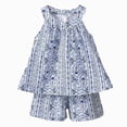 thumbnail image 1 of KPOPLK 1T 2T 3T 4T 5T Infant​ Toddler Baby Girl Floral Outfit Sleeveless Waffle Cami Tank Ruffle Tops Wide Pants Summer Clothes(18-24 Months,Blue), 1 of 6