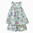 thumbnail image 1 of KPOPLK 1T 2T 3T 4T 5T Infant​ Toddler Baby Girl Floral Outfit Sleeveless Waffle Cami Tank Ruffle Tops Wide Pants Summer Clothes(5-6 Years,Purple), 1 of 6