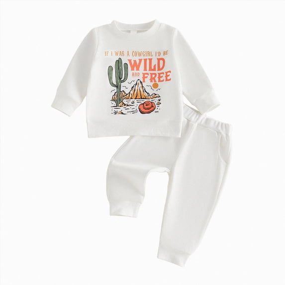 KPOPLK 2 Piece Baby Boy Clothes Toddler Boy Fall Long Sleeve Roundneck Tee Top Jogger Pants Set Fall Winter Outfits 1t 2t 3t 4t White Size 2-3 Years