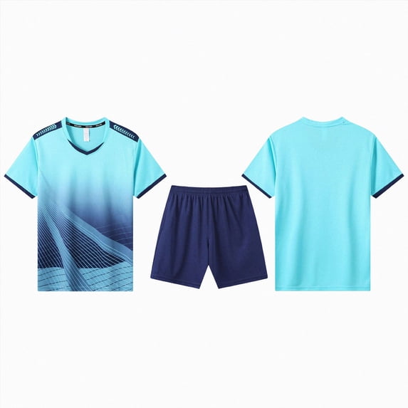KPOPLK 2 Piece Boys Athletic Outfit Sets Breathable Short Sleeve Elastic Waist Quick-dry Summer Top and Shorts Clothes Size 3-4 Years,Light Blue