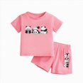 thumbnail image 1 of KPOPLK 2 Piece Toddler Baby Girl Summer Clothing Set 12 18 24 Months 2T 3T 4T 5T Animal Print Outfits Clothes Short Sleeve Crew Neck T Shirt Elastic Waist Shorts(2-3 Years,Pink), 1 of 8
