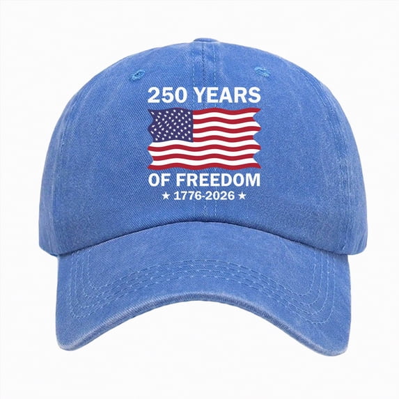 KPOPLK 250th Anniversary Baseball Cap,1776 2026 Hat with Embroidered USA Flag, Adjustable Snapback Cap for 4th of July, Independence Day, Semiquincentennial and National Holiday Celebration,Blue