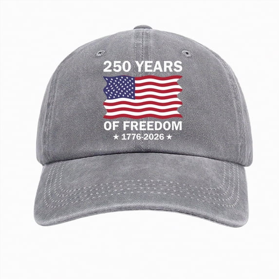 KPOPLK 250th Anniversary Baseball Cap,1776 2026 Hat with Embroidered USA Flag, Adjustable Snapback Cap for 4th of July, Independence Day, Semiquincentennial and National Holiday Celebration,Grey