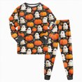 thumbnail image 1 of KPOPLK 2T 3T 4T 5T 6T 7T 8T Boy Halloween Pajamas 2 Piece Long Sleeve Ghost Print Crewneck Top & Pant Pjs Fall Outfit Set,Size 4-5 Years, 1 of 9