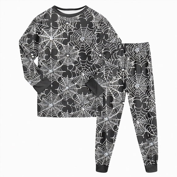 KPOPLK 2T 3T 4T 5T 6T 7T 8T Boy Halloween Pajamas 2 Piece Long Sleeve Ghost Print Crewneck Top & Pant Pjs Fall Outfit Set,Size 5-6 Years