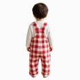 thumbnail image 1 of KPOPLK 3 6 9 12 18 Months Baby Boy Christmas Plaid Overalls Outfit Long Sleeve Bodysuit and Suspender Pants 2 Piece Set for Infant,Size 3-6 Months, 1 of 7