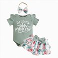 thumbnail image 1 of KPOPLK 3 Piece Set Infant Baby Girl Summer Clothes Romper Ribbed Button Front Bodysuit Skirt Bloomers Cotton Headband(12-18 Months,Green), 1 of 7