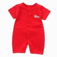 thumbnail image 1 of KPOPLK 3M 6M 9M 12M 18M 24M Baby Boy Romper Unisex Short Sleeve Jumpsuit Playsuit Bodysuit with Letter Print Soft Clothes One-Piece Size 12-18 Months,Red, 1 of 4