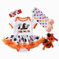 thumbnail image 1 of KPOPLK 4 Piece Baby Girl Halloween Tutu Outfit 3 6 9 12 18 Months Skirted Romper+Headband+Socks +Shoes Halloween Clothing Set Size 0-3 Months,Orange, 1 of 9