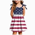 thumbnail image 1 of KPOPLK 4th of July Toddler Girl Outfit Dress Smocked USA Sleeveless Tie Strap Fouth of July Dresses Kids Patriotic Clothes(4-5 Years,Brick Red), 1 of 6