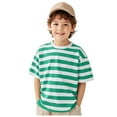 thumbnail image 1 of KPOPLK 6-12Months 2T 3T 4T Toddler Baby Boy Clothes Summer Striped Short Sleeve T Shirt Tops Casual Tees(12-18 Months,Light Green), 1 of 4