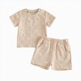 thumbnail image 1 of KPOPLK 6 9 12 Months 2T 3T 4T Baby Girl Summer Clothes Toddler Girl Casual Outfit Short Sleeve Daisy Print T-Shirt Shorts Set(12-18 Months,Beige), 1 of 8