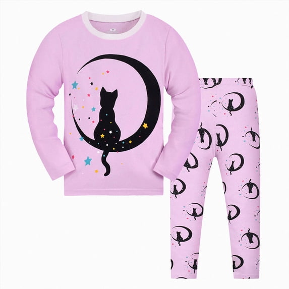 KPOPLK 6M-13Y Kids Nighty Set Toddler Girls Soft Comfy Sleepwear Outfit Fall Girl Pajamas 2Pcs Set Size 3-4 Years,Pink