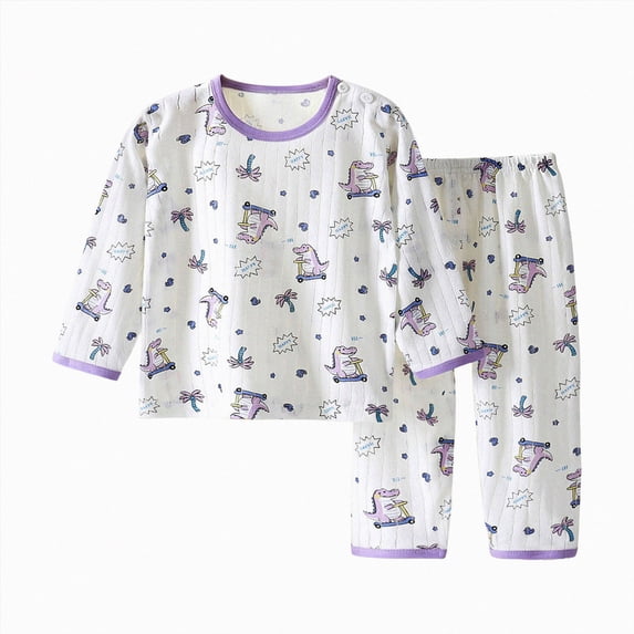 KPOPLK 9M-10T Boys Pajamas 2 Piece Toddler Kids Long Sleeve Button Down Top and Pants Snug Fit Pjs Sets Cotton Sleepwear,Size 5-6 Years