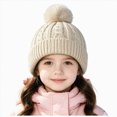 thumbnail image 1 of KPOPLK Baby Beret Hat Toddler Winter Knitted Beanie Cap Solid Color Little Boys Girls Knit Fleece Hat(2-10 Years,Khaki), 1 of 5