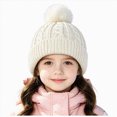 thumbnail image 1 of KPOPLK Baby Beret Hat Toddler Winter Knitted Beanie Cap Solid Color Little Boys Girls Knit Fleece Hat(2-10 Years,White), 1 of 5