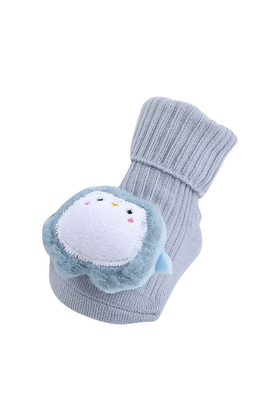 Baby Booties Organic Cotton Bootie Warm Cozy Soft Sock Shoes Adjustable Boots for Boys Girls(12-18 Months,F74-Sky Blue)