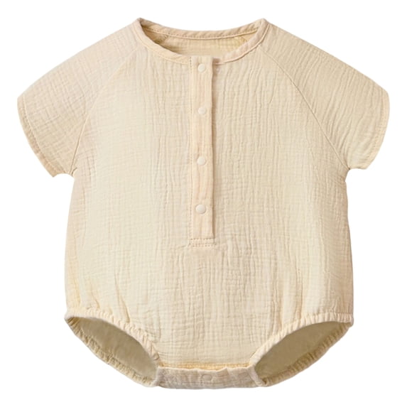 KPOPLK Baby Boy Clothes Infant Summer Casual Cartoon Print Romper Toddler Baby Plain Short Sleeve Bodysuit Jumpsuit Size 3-6 Months,Beige