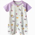 thumbnail image 1 of KPOPLK Baby Boy Clothes Pajama Button Down Short Sleeve Raglan Sleeve Romper Jumpsuit Collared Bodysuit One-Piece PJM Size 6-12Months,Purple, 1 of 5