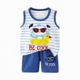 thumbnail image 1 of KPOPLK Baby Boy Clothes Toddler Summer Outfit Sleeveless T-Shirt Tee Tops + Shorts 6 12 18 24 Months 2T 3T Clothing Set Size 5-6 Years,Blue, 1 of 4