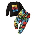 thumbnail image 1 of KPOPLK Baby Boy Fall Winter Clothes Toddler Boy Outfits Patchwork Tops Shirt Pocket Pants 2 Piece 12 Months-5T Size 4 Years,Black, 1 of 5