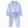 thumbnail image 1 of KPOPLK Baby Boy Girl Pajama Set 6M-7T Kids Cute Toddler Snug fit Flower Pattern Design Pjs Cotton Sleepwear Ruffled Shirring(Blue#1,6-7 Years), 1 of 3