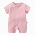 thumbnail image 1 of KPOPLK Baby Boy Girl Romper Knit Striped Solid Long Sleeve One Piece Jumpsuit Clothes(Black,0-3 Months), 1 of 4