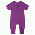 thumbnail image 1 of KPOPLK Baby Boy Girl Romper Knit Striped Solid Long Sleeve One Piece Jumpsuit Clothes(Purple,18-24 Months), 1 of 9
