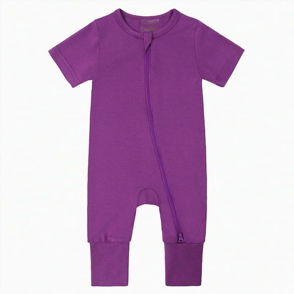 KPOPLK Baby Boy Girl Romper Knit Striped Solid Long Sleeve One Piece Jumpsuit Clothes(Purple,18-24 Months)