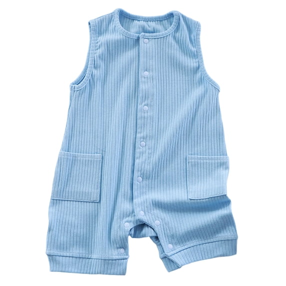KPOPLK Baby Boy Girl Romper Newborn Jumpsuit Outfit Clothing Sleeveless Summer Seersucker Bodysuit Clothes Size 3-6 Months,b40-Light Blue