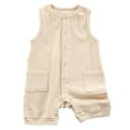 thumbnail image 1 of KPOPLK Baby Boy Girl Romper Newborn Jumpsuit Outfit Clothing Sleeveless Summer Seersucker Bodysuit Clothes Size 9-12 Months,b40-Beige, 1 of 6