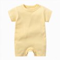 thumbnail image 1 of KPOPLK Baby Boy Pajama Lightweight Short Sleeve Baby Romper Jumpsuit with Snap Closure Infant Newborn Boy Sleep Clothes Size 12-18 Months,Yellow, 1 of 4