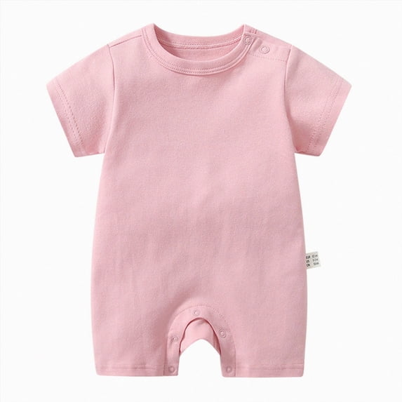 KPOPLK Baby Boy Pajama Lightweight Short Sleeve Baby Romper Jumpsuit with Snap Closure Infant Newborn Boy Sleep Clothes Size 9-12 Months,Light Pink