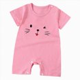 thumbnail image 1 of KPOPLK Baby Boy Pajama Short Sleeve Striped Solid Bodysuit Jumpsuit Collared Onsies Romper Infant PJM Sleepwear Size 0-6 Months,Watermelon Red, 1 of 4