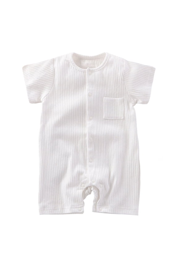 Baby Boy Polo Romper Pajama Short Sleeve Color Block Ribbed Knit Collared Cotton One-Piece Jumpsuit PJM Sleepwear Bodysuit 0-24M(3-6 Months,White)