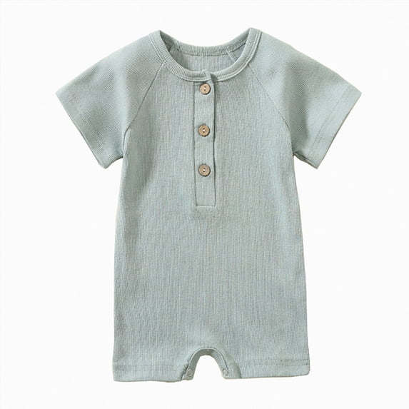 KPOPLK Baby Boy Polo Striped Rompers Summer Short Sleeve Ribbed Collared Outfit Pajama Infant Clothes 0-24 Months Size 9-12 Months,Light Green