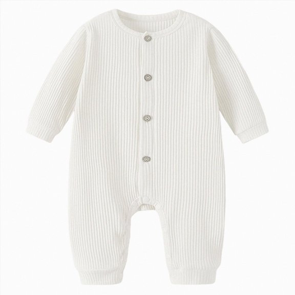 KPOPLK Baby Boy Romper Baby Long Sleeve Romper Toddler One-Piece Jumpsuit Girls Clothes Set(White,12-18 Months)