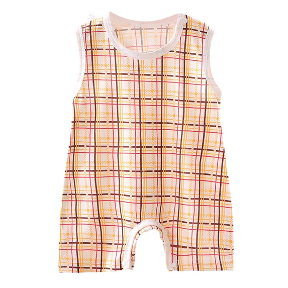 KPOPLK Baby Boy Romper Pajamas for 0 3 6 9 12 18 Months Newborn Pjs Infant Sleeveless Short Romper One Piece Active Summer Sleepwear Orange Size 18-24 Months