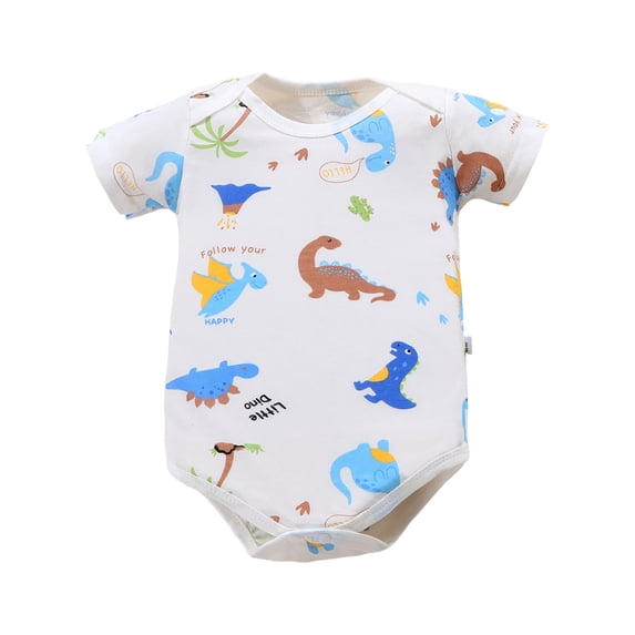 KPOPLK Baby Boy Romper Pajamas Waffle Short Sleeve Bubble Oversized Romper Pajamas Dinosaur Print Bodysuit Summer Clothes 0-18 Months Size 6-9 Months,Light Blue