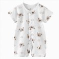 thumbnail image 1 of KPOPLK Baby Boy Short Romper Summer Botton Down Collared Shirt Jumpsuit Outrfit Infant Cotton One-Piece(0-6 Months,Khaki), 1 of 4
