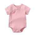 thumbnail image 1 of KPOPLK Baby Boy Striped Clothes Waffle Short Sleeve Oversized Romper Bodysuit Summer Onesie Clothing Size 0-3 Months,Light Pink, 1 of 4
