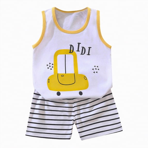 KPOPLK Baby Boy Summer Clothes Striped Tank Tops and Shorts for 6 9 12 18 24 36M Newborn Boys Spring Summer Outfit Size 3-4 Years,Light Gray