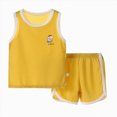 thumbnail image 1 of KPOPLK Baby Boy Summer Outfits 2Pcs Tank Top Set with Cartoon Print Sleeveless T-Shirt and Elastic Shorts Clothing 6-18 Months(4-5 Years,Yellow), 1 of 4
