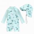 thumbnail image 1 of KPOPLK Baby Boy Swimsuit Rash Guard Swimwear Zipper Toddler Boy One Piece Bathing Suit With Hat Sun Protection Sunsuit(Green,3-6 Months), 1 of 8