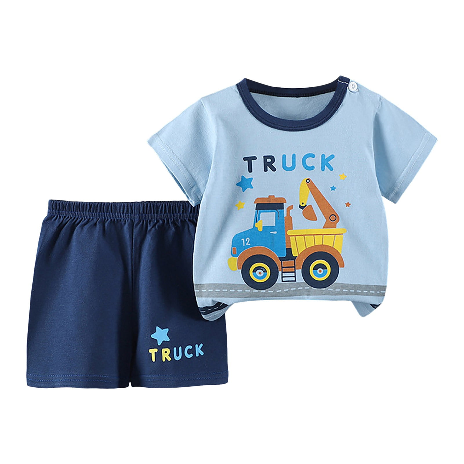 Petit Bebe Toddler Boys Safari Animals Print Shorts with Blue Pocket Shirt main image 0