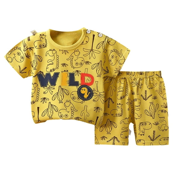 KPOPLK Baby Boys Clothes Set Baby Boys T Shirt Tops Shorts Outfits Set clearance kids clothes under $5.00(3-9 Months,Gold)