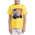 thumbnail image 1 of KPOPLK Baby Boys Crewneck Shirt Summer American Flag Short Sleeve T Shirt 1t 2t 3t 4 5t Top(11-12 Years,Yellow), 1 of 4
